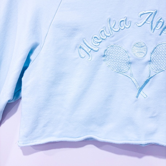 HOAKA APPAREL Mint green embroidered cropped sweatshirt | Cotton pullover | XS* - Picture 6 of 8